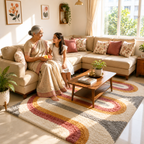 Avioni Home Atlas Collection - Plush Soft Washable Carpet with Retro Wave Design in Multi Color| Soft, Easy to Clean