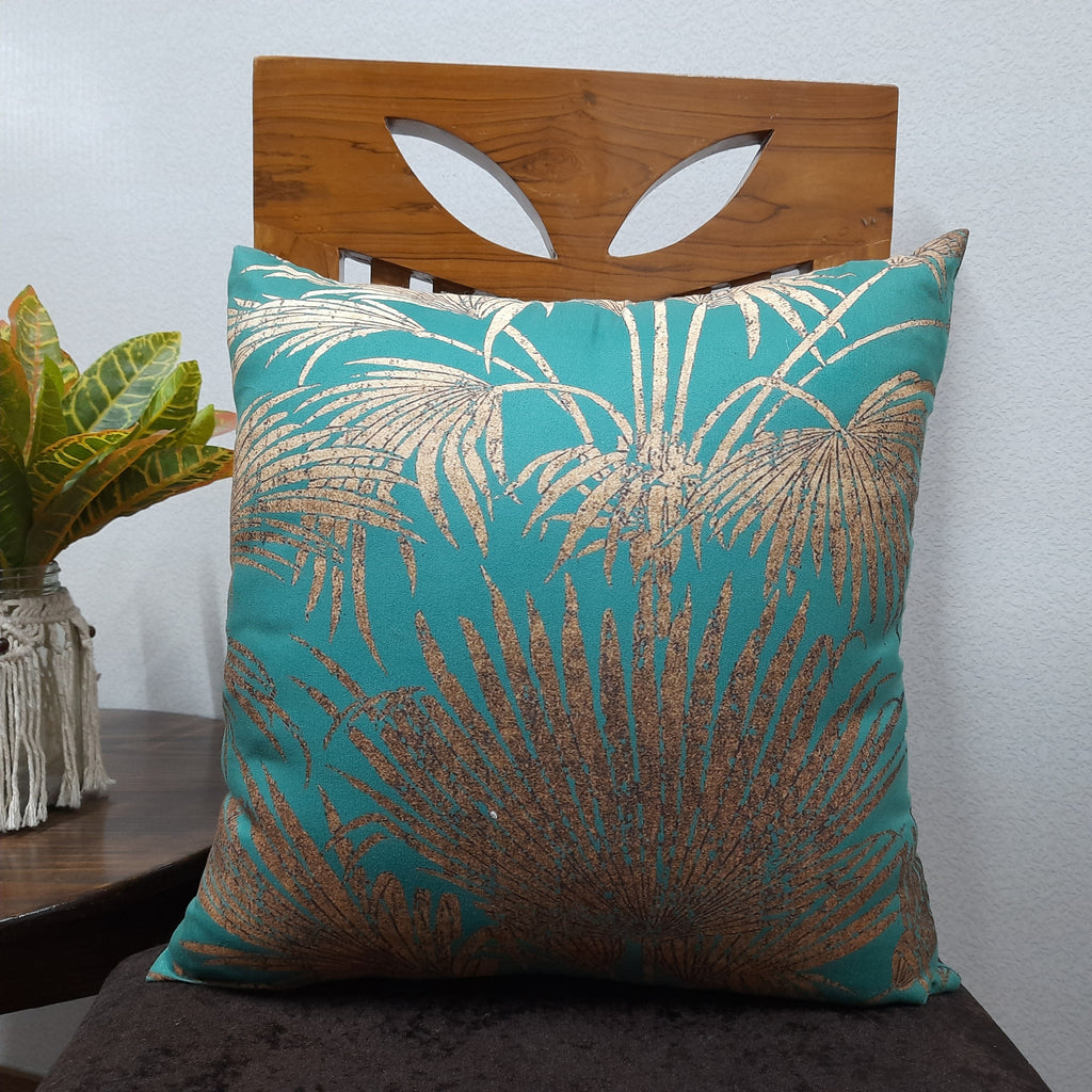 Riviera Collection-Cushion Covers In Glace Cotton For Regular Use –Golden Trees– 40cm x 40cm (~16″ x 16″) – Set of 5