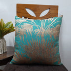 Riviera Collection-Cushion Covers In Glace Cotton For Regular Use –Golden Trees– 40cm x 40cm (~16″ x 16″) – Set of 5