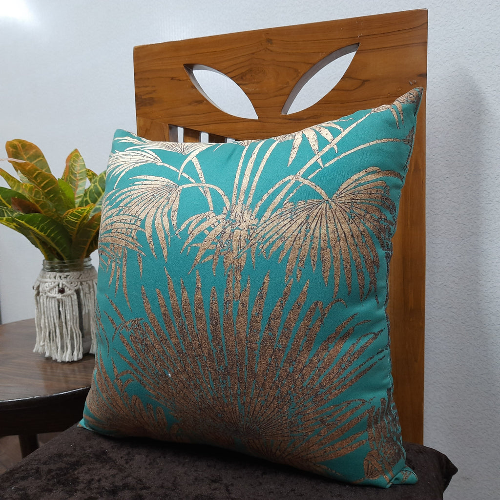 Riviera Collection-Cushion Covers In Glace Cotton For Regular Use –Golden Trees– 40cm x 40cm (~16″ x 16″) – Set of 5