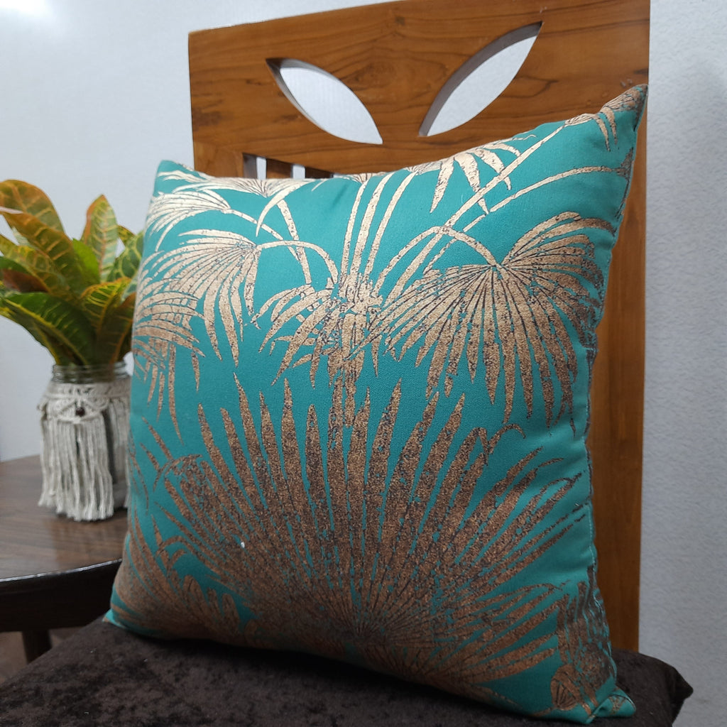 Riviera Collection-Cushion Covers In Glace Cotton For Regular Use –Golden Trees– 40cm x 40cm (~16″ x 16″) – Set of 5