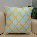 Riviera Collection-Cushion Covers In Glace Cotton For Regular Use –Yellow Moroccan Design– 40cm x 40cm (~16″ x 16″) – Set of 5