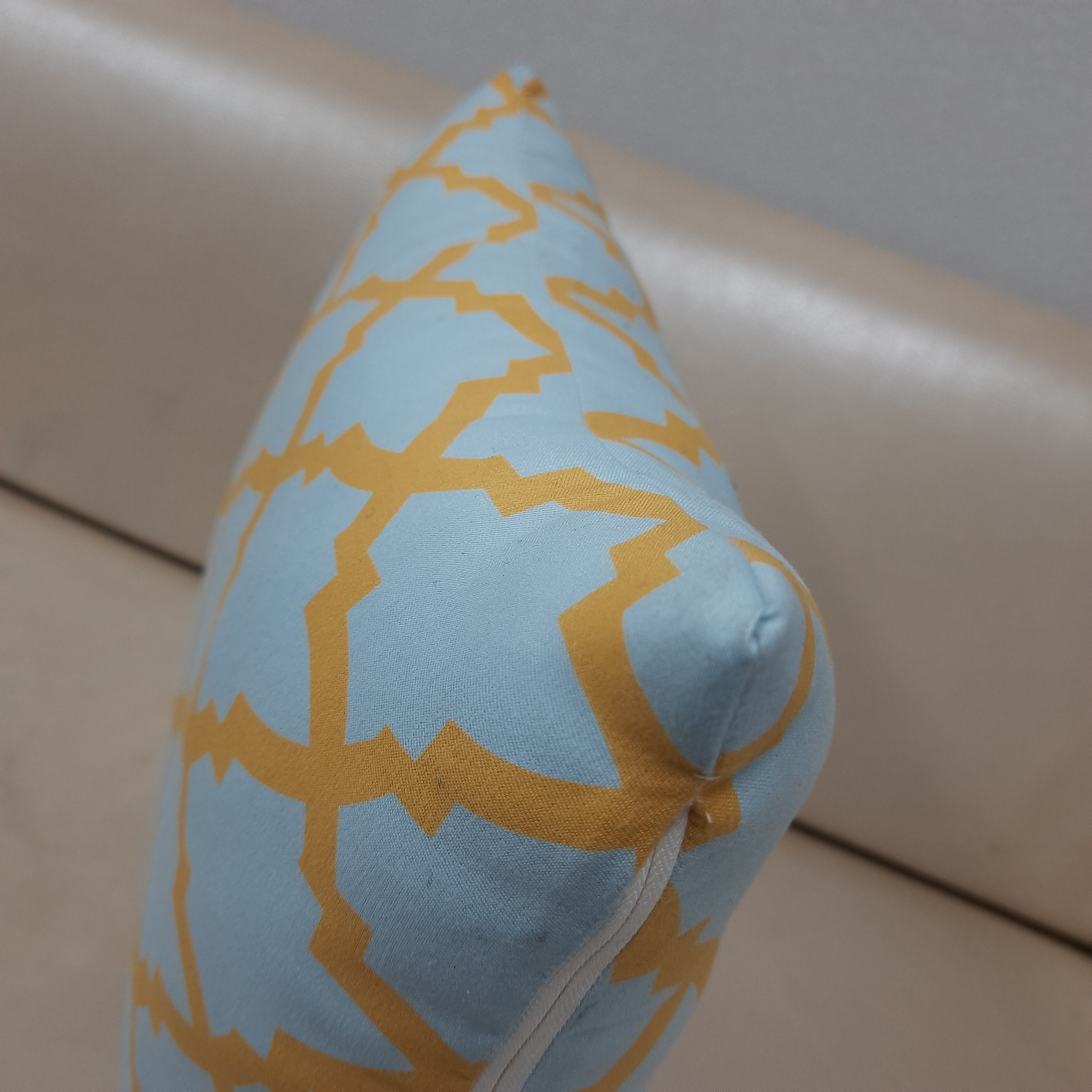 Riviera Collection-Cushion Covers In Glace Cotton For Regular Use –Yellow Moroccan Design– 40cm x 40cm (~16″ x 16″) – Set of 5