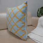 Riviera Collection-Cushion Covers In Glace Cotton For Regular Use –Yellow Moroccan Design– 40cm x 40cm (~16″ x 16″) – Set of 5