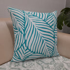 Riviera Collection-Cushion Covers In Glace Cotton For Regular Use –Blue-White Leaves– 40cm x 40cm (~16″ x 16″) – Set of 5
