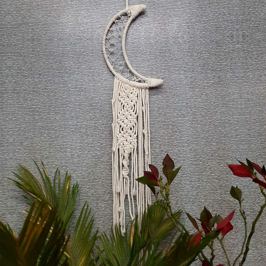 Avioni Home Boho Collection – Hand-Knitted Crescent Moon Hanging With Beads- Dream Cather -20×70 cms