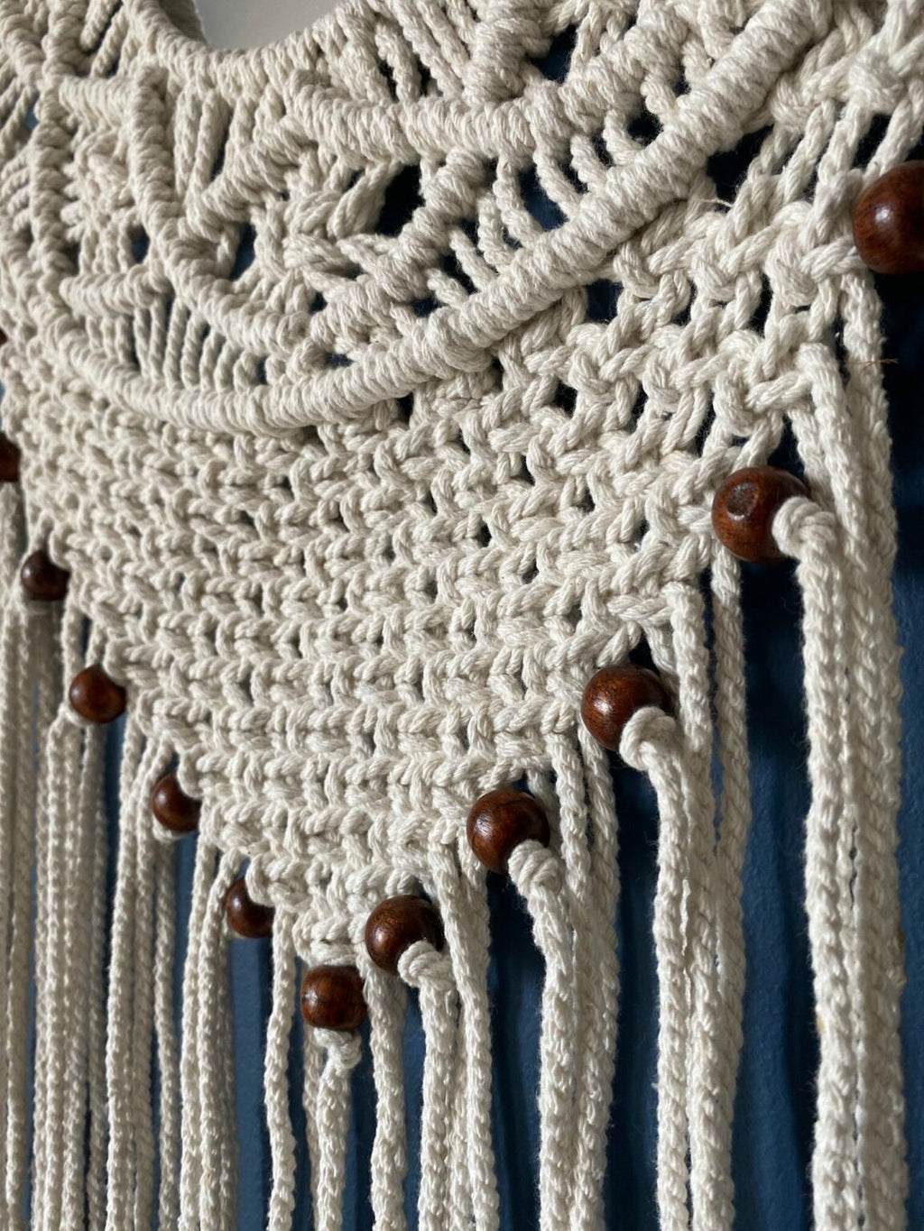 Avioni Home Boho Collection – Hand-Knitted Wall Hanging with Mirror-50cm width x 70cm height.