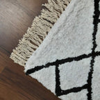 Avioni Atlas Collection- Micro Moroccan Lattice Carpets In White and Black Double Shade