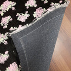 Soft Shaggy Premium Super Soft Luxury Rugs Faux Fur – Flowers on Black Fur – Avioni Carpets