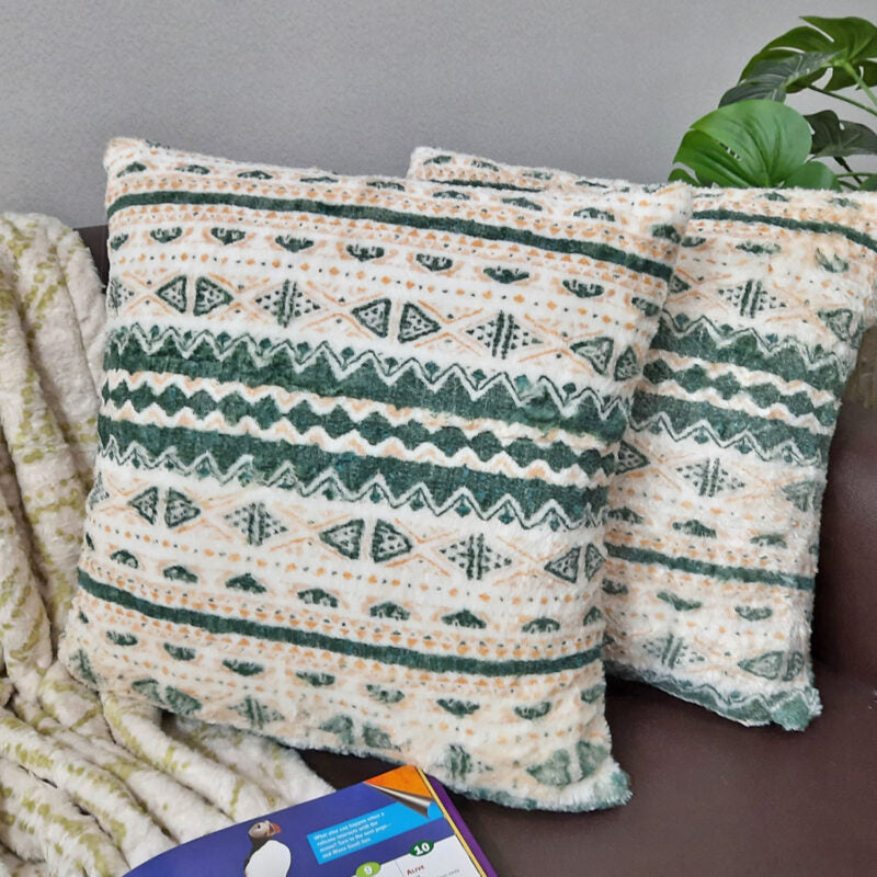 Avioni Designer Faux Fur Luxury Cushion Covers | Luxurious Very Soft Exclusive | Different Sizes Available | Calming Green Collection