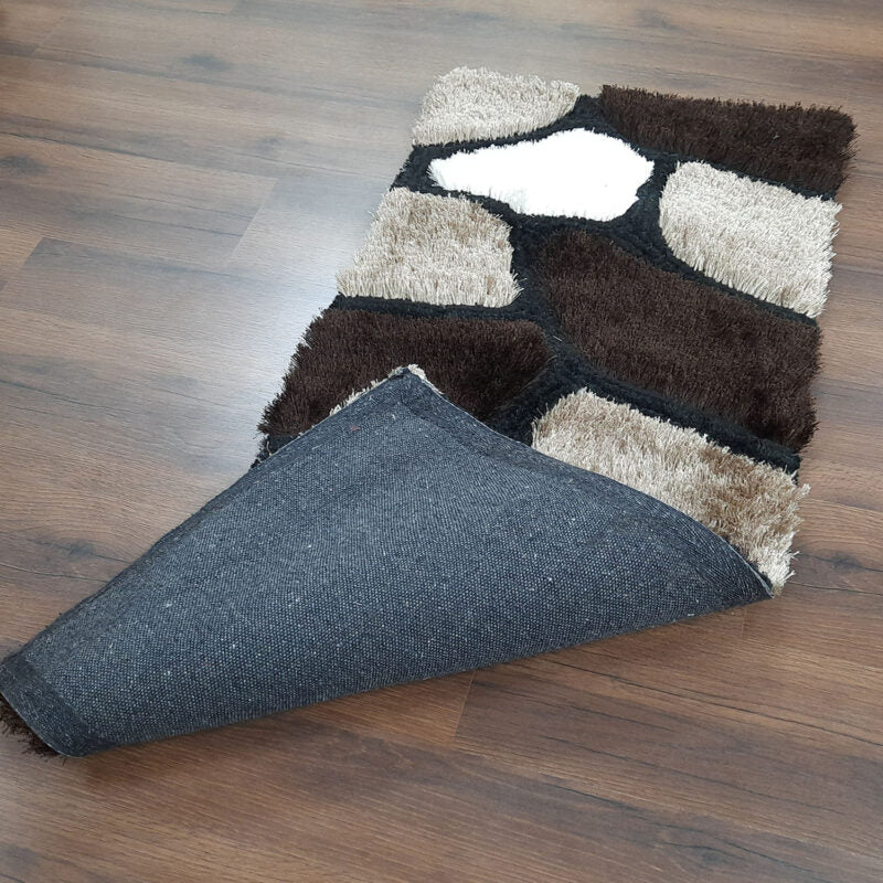 Handloom Shaggy Coffee Stones Premium Bedside Runner/Carpet (55cm x 137cm (~22″ x 55″)) By Avioni