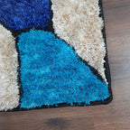 Handloom Shaggy Blue Stones Premium Bedside Carpet (55cm x 137cm (~22″ x 55″)) By Avioni