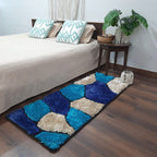 Handloom Shaggy Blue Stones Premium Bedside Carpet (55cm x 137cm (~22″ x 55″)) By Avioni