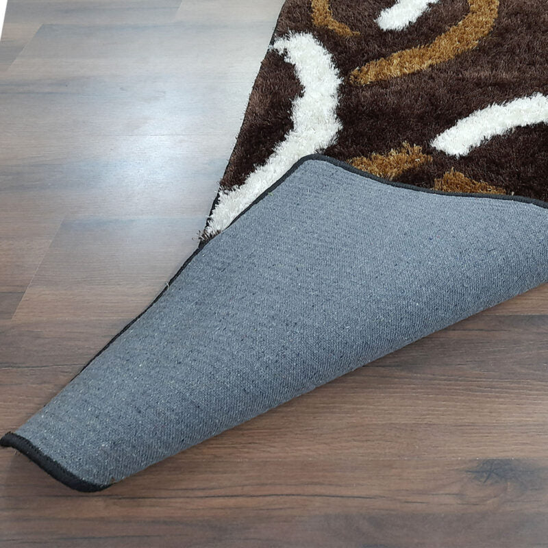 Shaggy Carpet / bedside runner in Coffee With Multicolor Design (55cm x 137cm (~22″ x 55″)) by Avioni