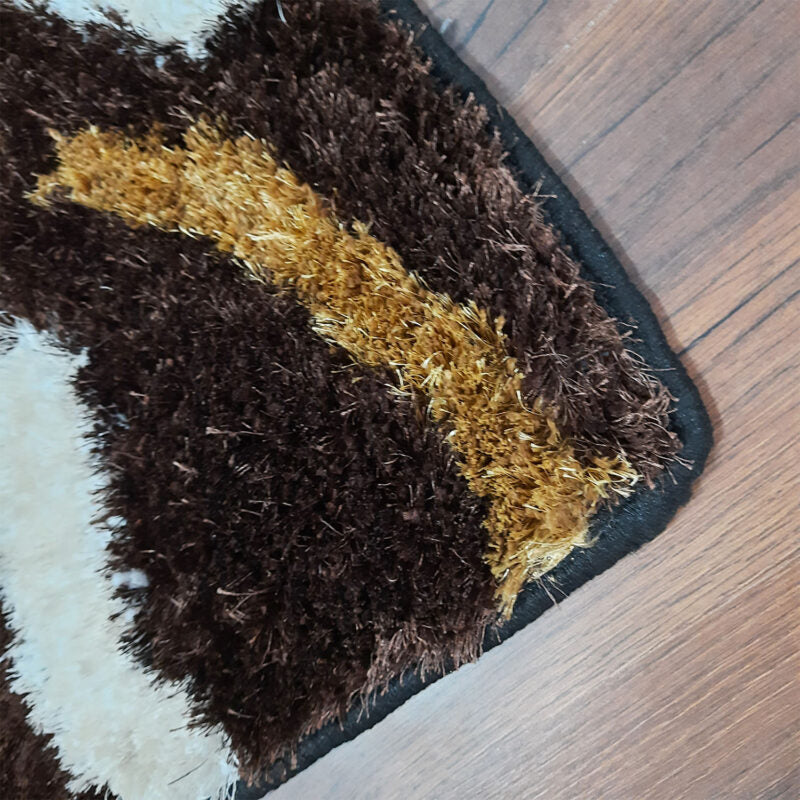 Shaggy Carpet / bedside runner in Coffee With Multicolor Design (55cm x 137cm (~22″ x 55″)) by Avioni