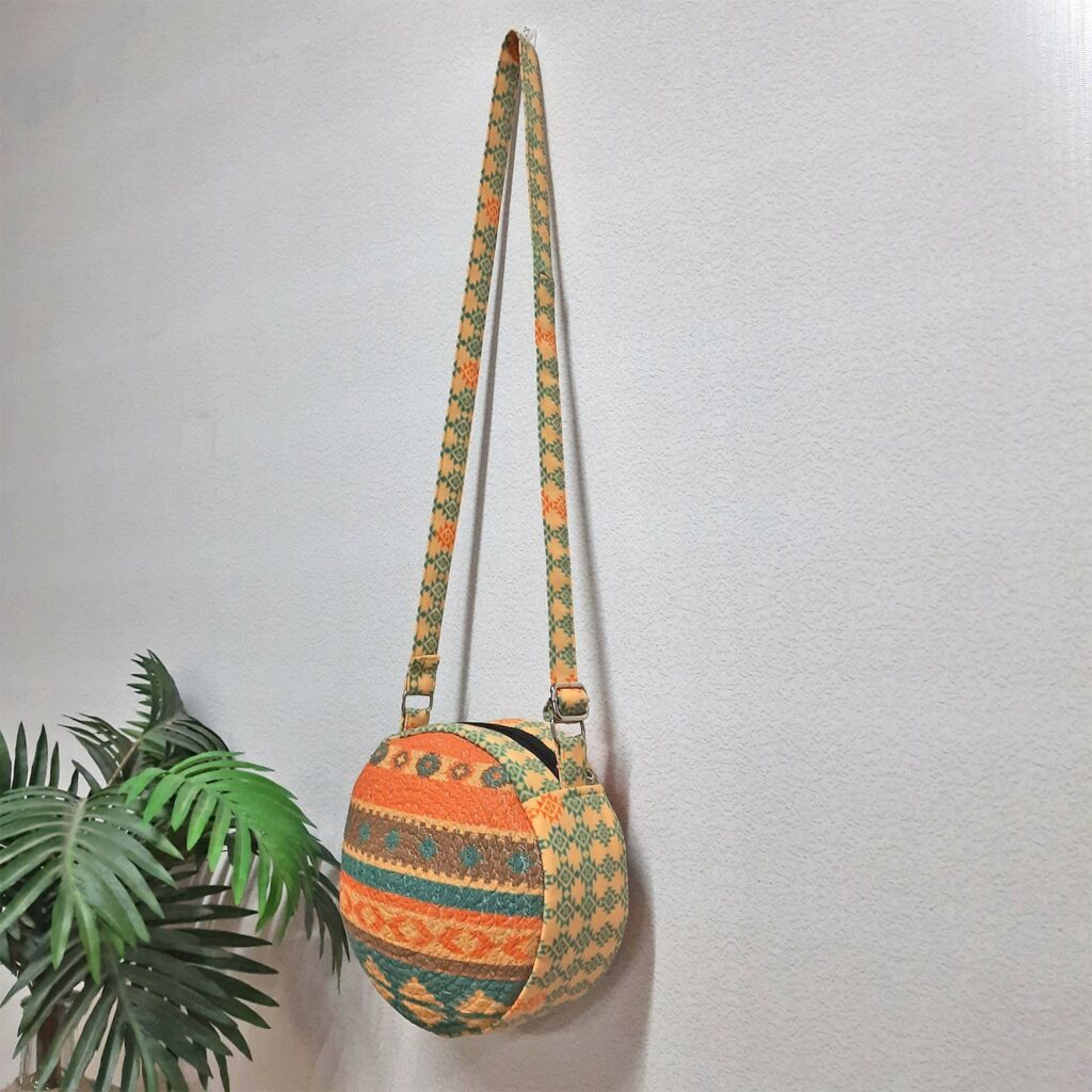 Premium Sling Bag for Women, Avioni Fashion Shoulder Bag, Bohemian Style-moroccon Design, Braided Sides Round Sling Bag, Perfect For Gifts and Traveling-25 cms Diameter