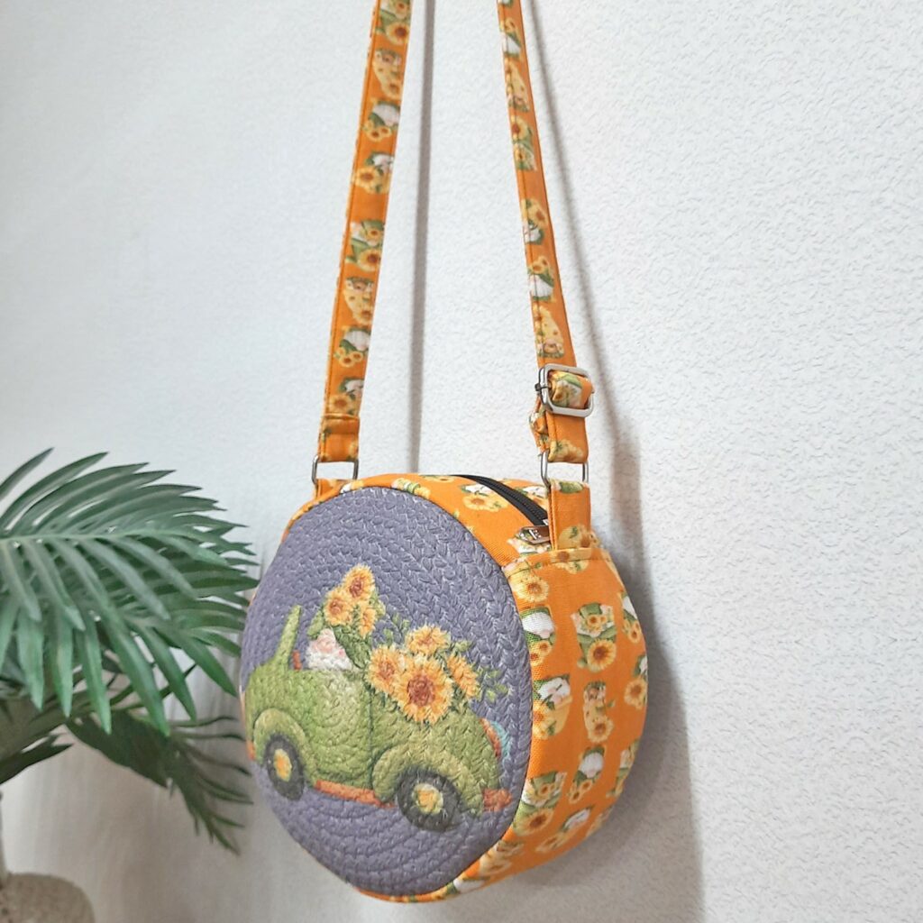 Premium Sling Bag for Women, Avioni Fashion Shoulder Bag, Bohemian Style-Gnome in Car , Braided Sides Round Sling Bag, Perfect For Gifts and Traveling-25 cms Diameter