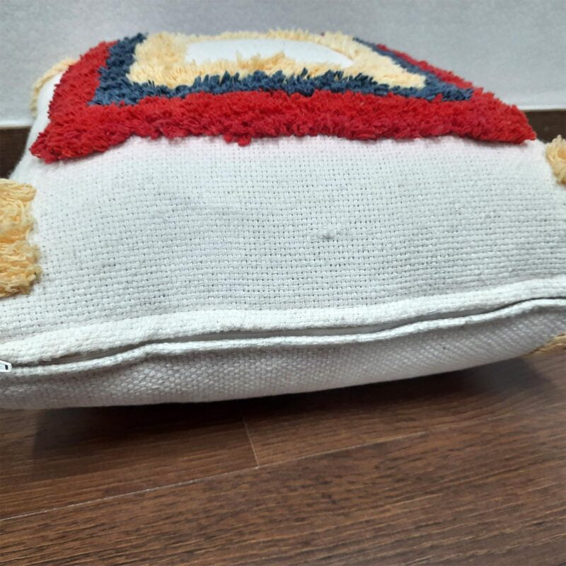 Hand Tufted 100% Cotton Sofa Cushion Cover With Zipper-FREE high quality Filler Included-18X18 Inch (45×45 cms)