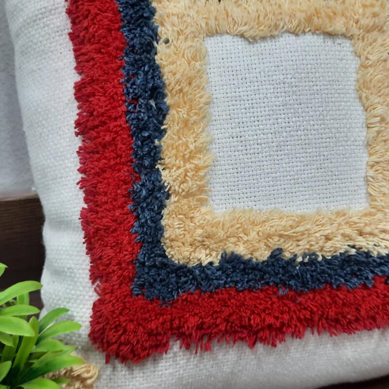 Hand Tufted 100% Cotton Sofa Cushion Cover With Zipper-FREE high quality Filler Included-18X18 Inch (45×45 cms)
