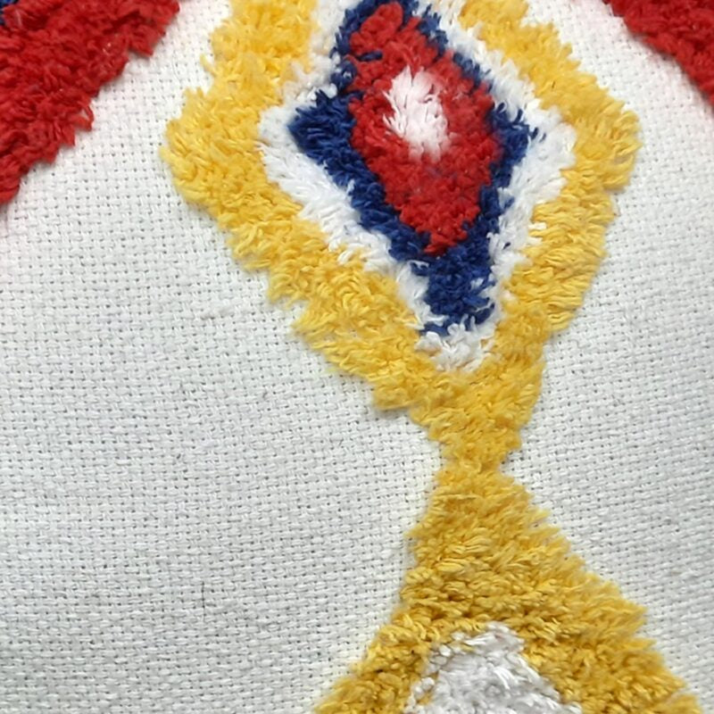 Hand Tufted 100% Cotton Multicolor Cushion Cover – FREE High Quality Filler Included-18X18 Inch (45x45cms)