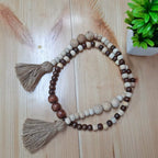 Avioni Home- Hand Made Garland With Wooden Beads Small And Big & Mixed Colour With Fringes -44 Inches (112 cms)