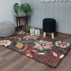 Wool Hand Tufted Beautiful Floral Carpet | Loop Pile | Avioni -90cm x 150cm (~3×5 Feet)