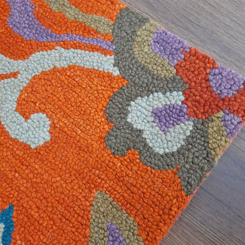 Winter Sale | Wool Hand Tufted Beautiful Floral Orange Carpet | Loop Pile | Avioni -90cm x 150cm (~3×5 Feet)