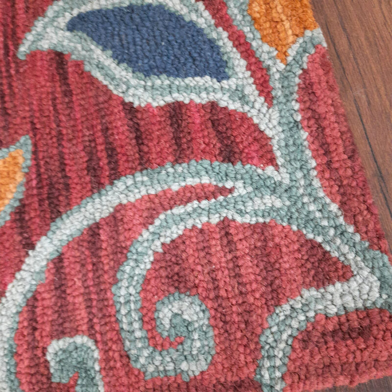 Wool Hand Tufted Floral Beautiful Carpet | Loop Pile | Avioni -90cm x 150cm (~3×5 Feet)