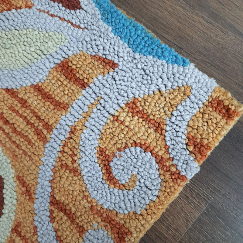 Wool Hand Tufted Floral Beautiful Yellow & Brown Tones Carpet | Loop Pile | Avioni -90cm x 150cm (~3×5 Feet)