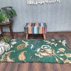Wool Hand Tufted Floral Beautiful Green Tones Carpet | Loop Pile | Avioni -90cm x 150cm (~3×5 Feet)