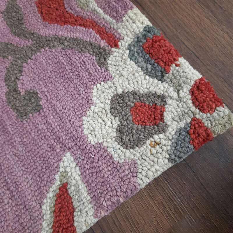 Wool Floral Beautiful Hand Tufted Carpet | Loop Pile | Avioni -90cm x 150cm (~3×5 Feet)