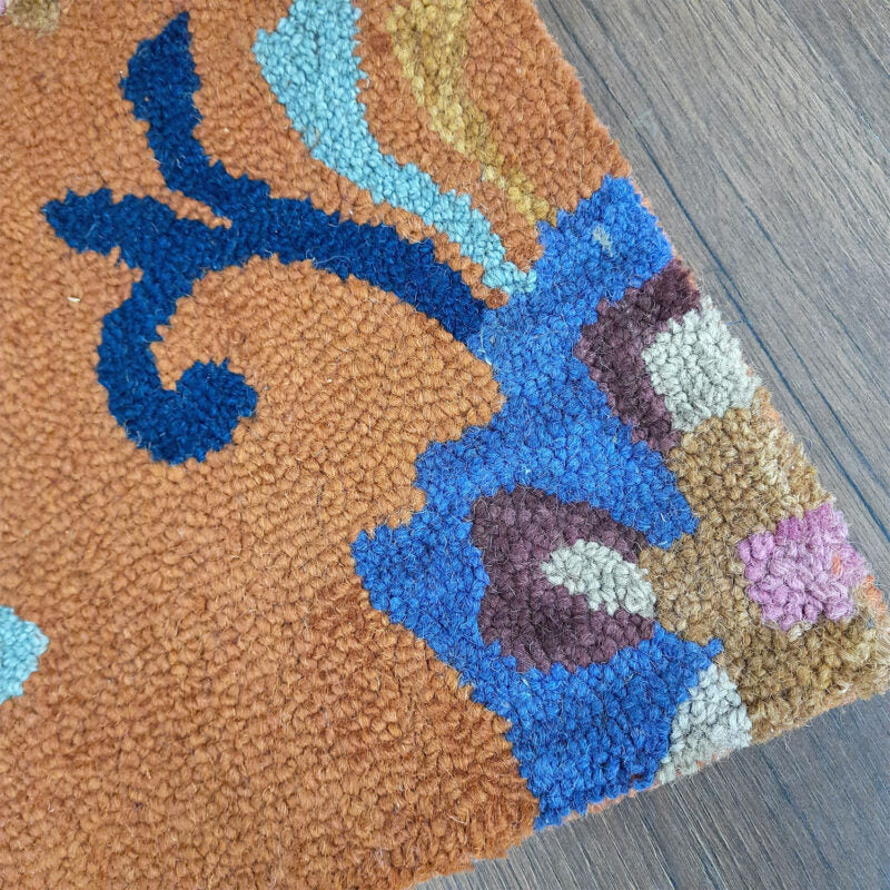 Wool Floral Beautiful Hand Tufted Carpet | Orange Loop Pile Rug | Avioni -90cm x 150cm (~3×5 Feet)
