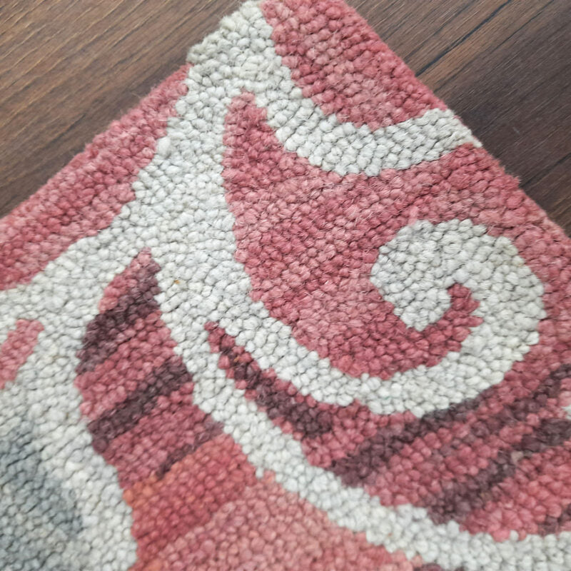 Wool Floral Beautiful Light Pink Tone Hand Tufted Carpet | Loop Pile Rug | Avioni -90cm x 150cm (~3×5 Feet)