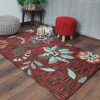 Wool Hand Tufted Beautiful Floral Carpet | Loop Pile | Avioni -90cm x 150cm (~3×5 Feet)