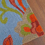 Wool Hand Tufted Beautiful Floral Blue Carpet | Loop Pile | Avioni -90cm x 150cm (~3×5 Feet)
