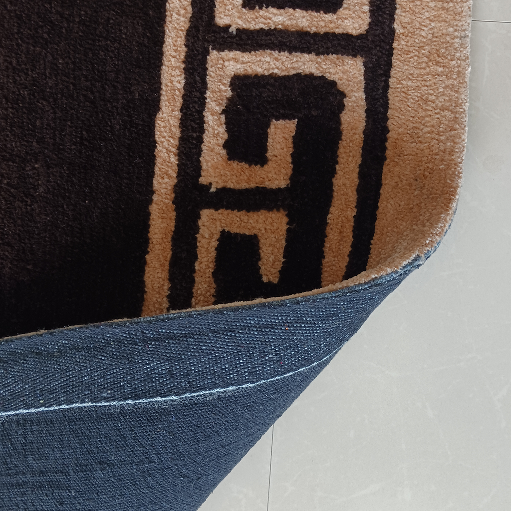 Avioni Luxury Collection- Plush Luxury Coffee and Beige Carpet with Greek Border Design -Different Sizes- Carpet for Living Room