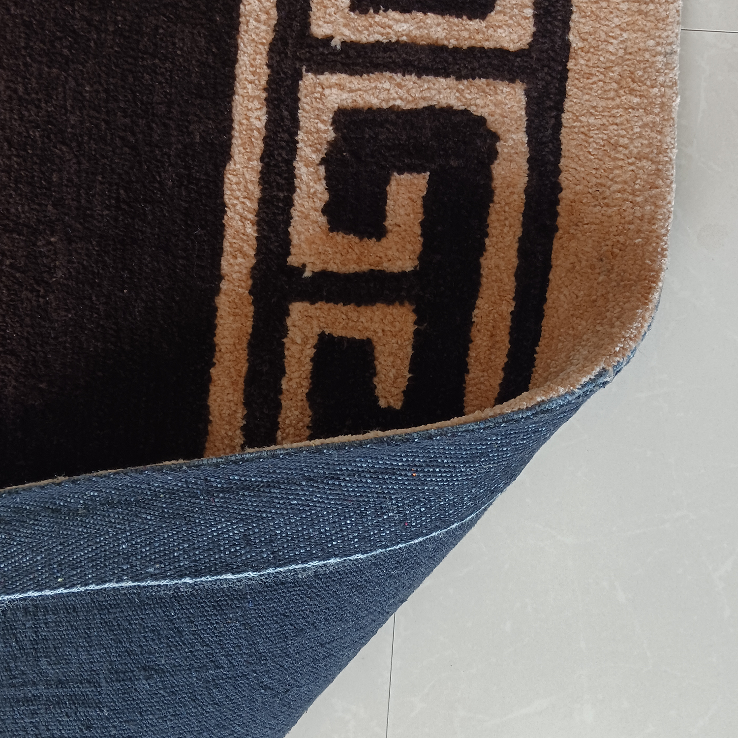 Avioni Luxury Collection- Plush Luxury Coffee and Beige Carpet with Greek Border Design -Different Sizes- Carpet for Living Room