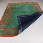 Avioni Luxury Collection- Plush Luxury Green and Golden Mustard Carpet with Greek Border Design -Different Sizes- Carpet for Living Room