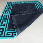 Avioni Luxury Collection- Plush Luxury Grey and Turquoise shades Carpet with Greek Border Design -Different Sizes- Carpet for Living Room