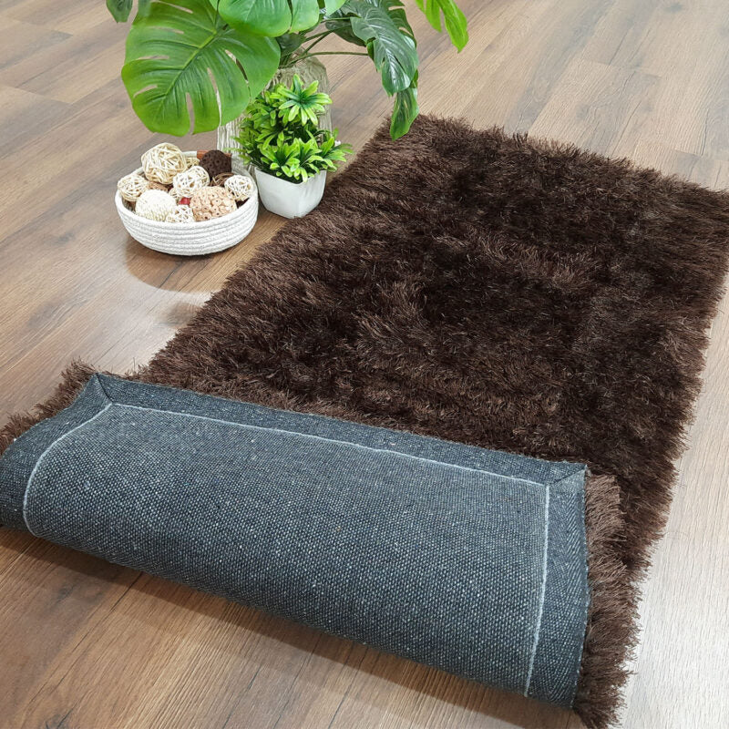 Avioni Handloom Brown Fur Premium Bedside Carpet – 55cm x 137cm (~22″ x 55″)