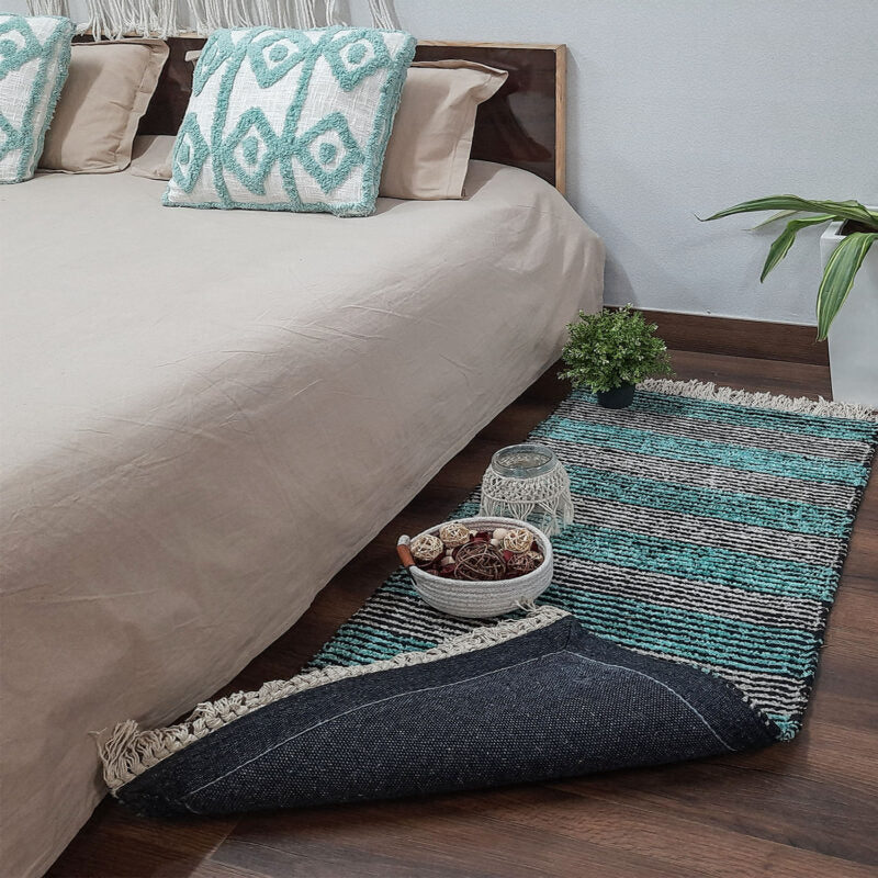 Avioni Handloom Washable Solid Premium Bedside Carpet (55cm x 137cm (~22″ x 55″))