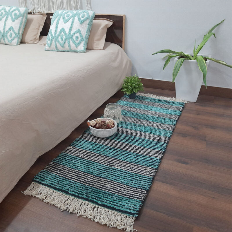 Avioni Handloom Washable Solid Premium Bedside Carpet (55cm x 137cm (~22″ x 55″))