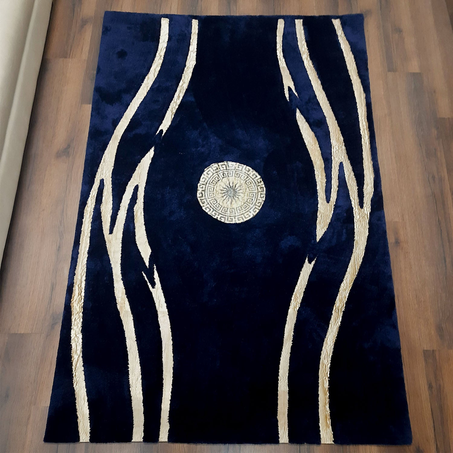 Avioni Divine Collection | Luxury Golden Touch With Blue Cross Design Soft And Plush Handmade Living Room Rugs | Different Sizes | Carpet for Living Room