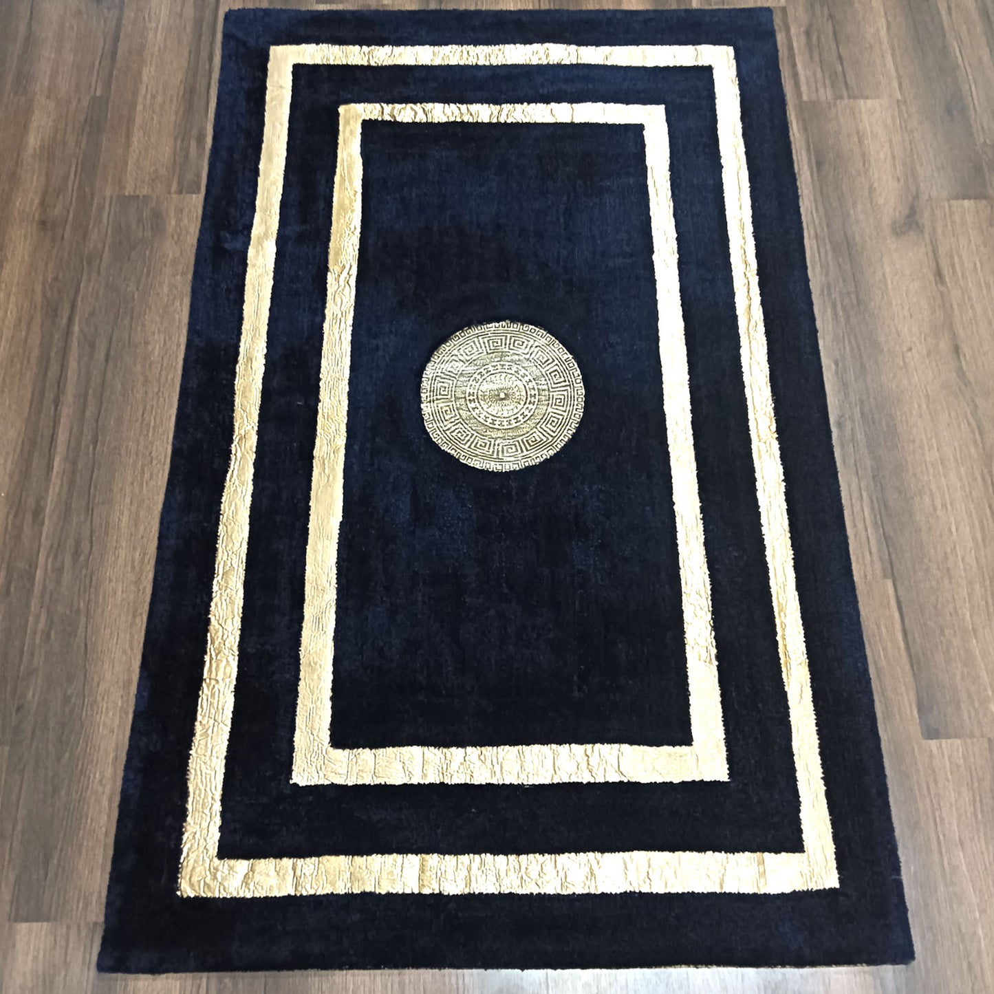 Avioni Divine Collection | Luxury Golden Touch With Blue Border Soft And Plush Handmade Living Room Rugs | Different Sizes | Carpet for Living Room