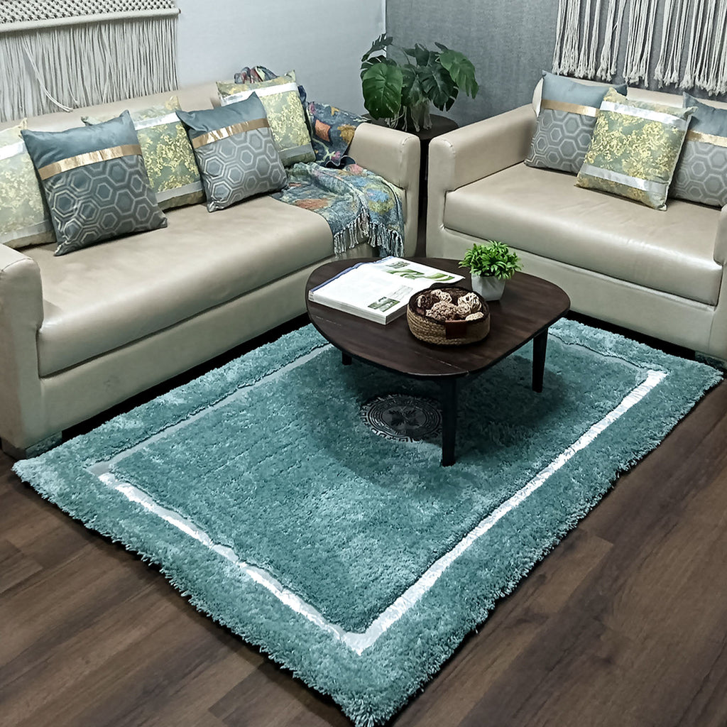 Avioni Divine Collection | Luxury Silver Touch With Aqua Soft And Plush Handmade Living Room Rugs | Different Sizes | Carpet for Living Room