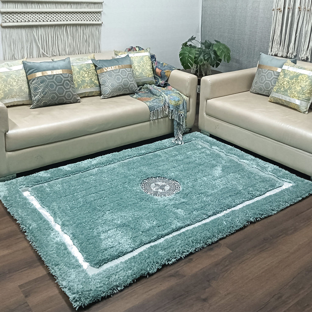 Avioni Divine Collection | Luxury Silver Touch With Aqua Soft And Plush Handmade Living Room Rugs | Different Sizes | Carpet for Living Room