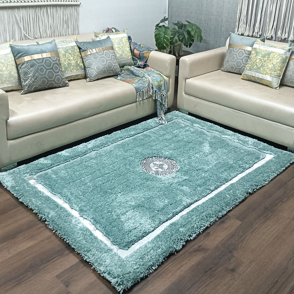 Avioni Divine Collection | Luxury Silver Touch With Aqua Soft And Plush Handmade Living Room Rugs | Different Sizes | Carpet for Living Room