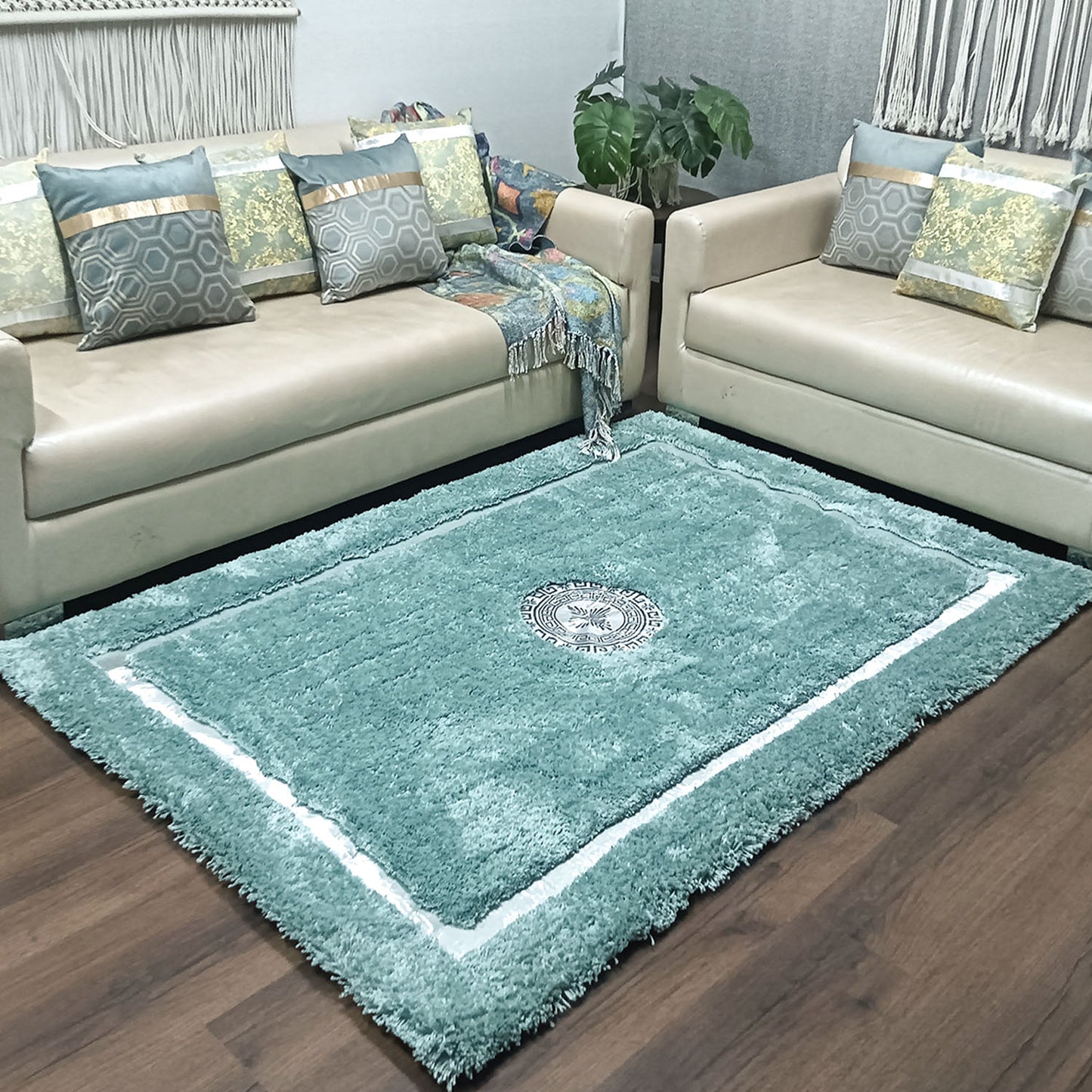 Copy of Avioni Divine Collection | Luxury Silver Touch With Aqua Soft And Plush Handmade Living Room Rugs | Different Sizes | Carpet for Living Room