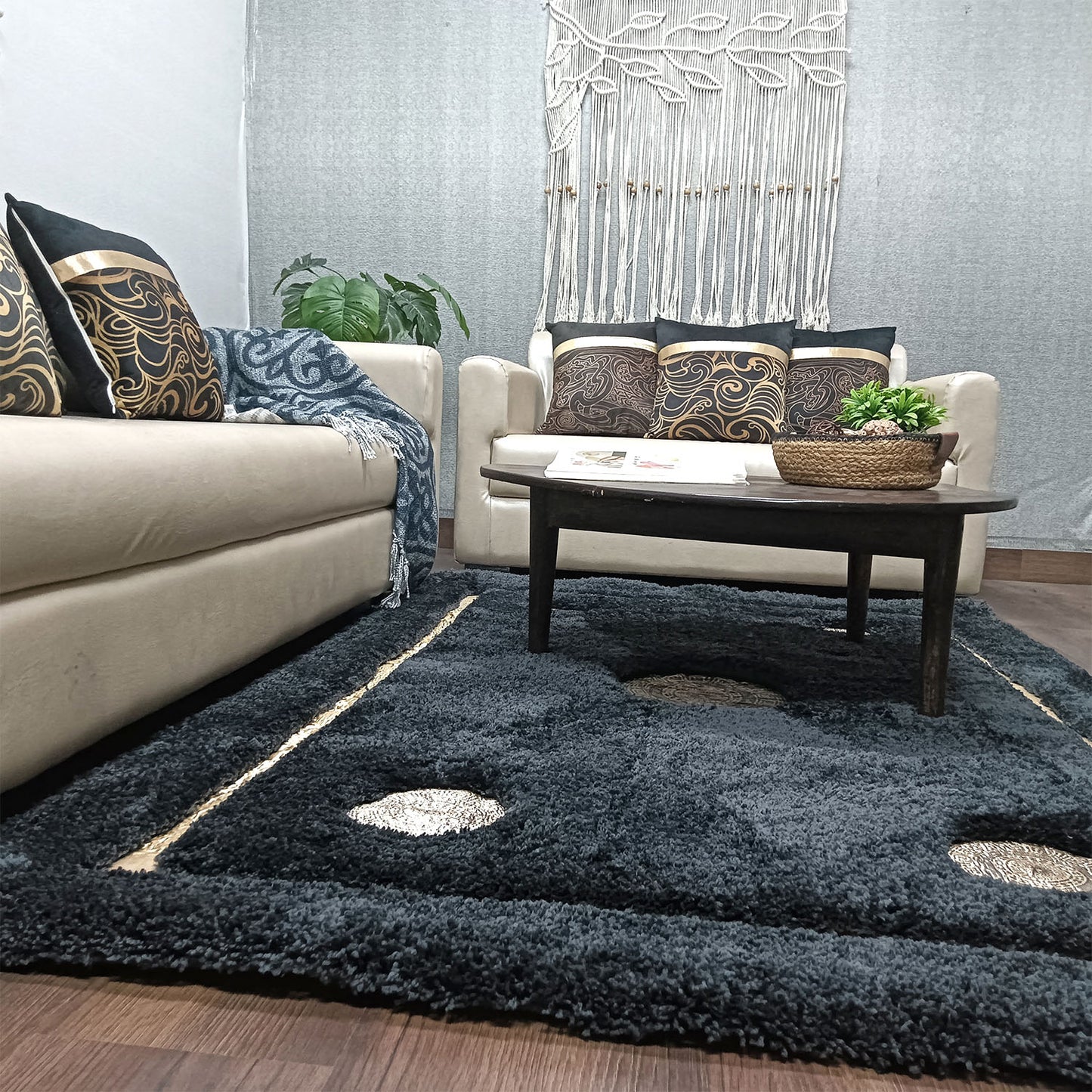 Avioni Divine Collection | Luxury Golden Touch With Black Soft And Plush Living Room Rugs | Different Sizes | Carpet for Living Room
