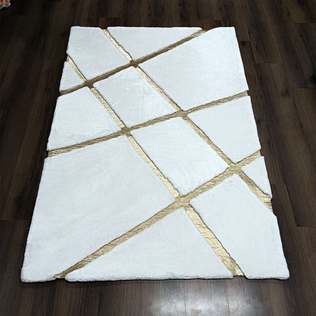 Avioni Divine Collection | Luxury Golden Touch With White Soft And Plush Living Room Rugs | Different Sizes | Carpet for Living Room